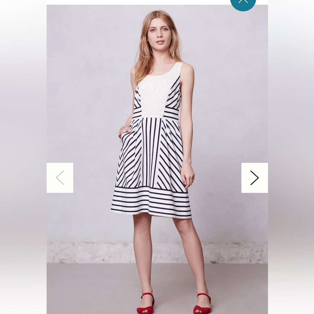 Anthropologie Maeve Chessia Dress woman’s size 0 white blue